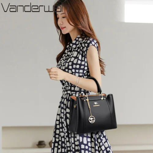 ⁦2024 المرأة الفاخرة مصمم 3 طبقات الكتف Crossbody كيس السيدات سعة كبيرة حقائب يد جلدية المتسوق العلامة التجارية رسول حقائب اليد⁩ - الصورة ⁦4⁩