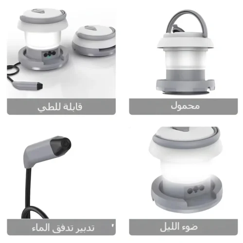 WOWER المحمولة بيديت طوي 1L المرحاض البخاخ السفر شطاف مع الضوء للتنظيف الشخصي المشي لمسافات طويلة فانوس التخييم