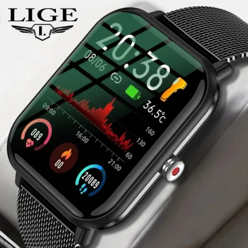 ساعة LIGE الذكية – مكالمات بلوتوث، متوافقة مع جميع الهواتف الذكية، تتبع اللياقة البدنية، مراقبة صحية شاملة، تصميم أنيق للرجال والنساء