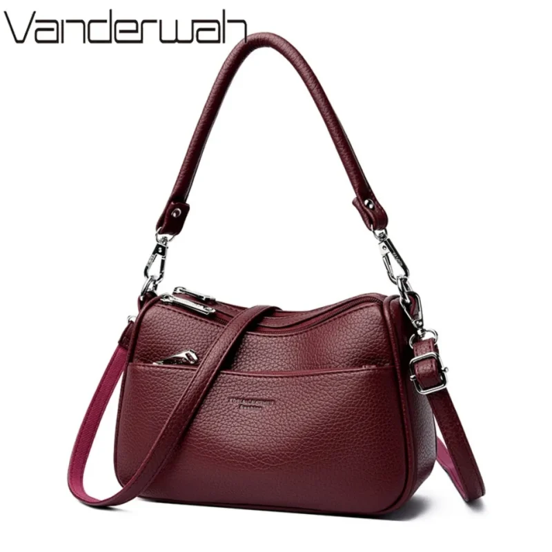 حقائب كتف كروسبودي من جلد البولي يوريثان الناعم عالي الجودة للنساء 2026 حقيبة يد مصممة مكونة من طبقتين حقيبة ساعي اليد